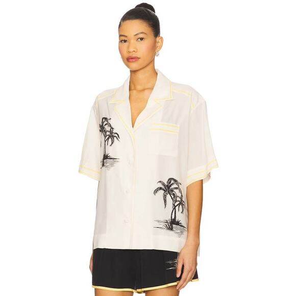 Zimmermann Short Sleeve Shirt in Cream Palm AU 0 US XS - Picture 2 of 4